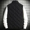 Men's Vests Winter Warm Men's Jacket Sleeveless Zipper Vest Solid Color Casual Vests Cotton-Padded Thickened Stand Collar Wear Outside 230918