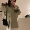 Trench da donna Clothland Donna Elegante cappotto lungo Patchwork Tasca con maniche monopetto Streetwear Giacca casual CA858