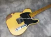 Heavy Relic TL Electric Guitar Alder Body Maple Neck Aged Hardware Yellow Color Nitro Lacquer Finish Can be Customized