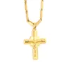 Men's Cross Pendant 18 k Solid Fine Yellow Gold GF Charms Lines Necklace Christian Jewelry Factory God gift304j