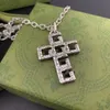 Luxe modeontwerper ketting uitgehold kruis 925 zilveren vintage stijl klassieke letter heren- en damesketting paar ketting cadeau