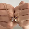 Pendentif Colliers Coréen Mode Couple Collier Cristal Papillon Peandant Pour Les Amoureux Magnétique Amis Bijoux Cadeau De Fête