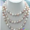 NOUVEAU long 50 8-9mm baroque multicolore collier de perles d'eau douce 314U