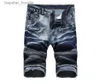 Jeans pour hommes Unique Mens Ripped Motocycle Denim Shorts Jeans Créateur De Mode Rayé Poche À Fermeture Éclair Rétro Grande Taille Lambrissé Short Jeans Pantalon 1782 L230918