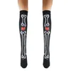 Meias mulheres 1Pair Women's Halloween meias moda moda ossos góticos crânio imprimido high Tube Feminino Feminino sobre o joelho Chaussettes