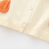 Jersey Niños Suéter Cardigan para niñas Niño Algodón Fruta Stereosco Patrón Niño Punto Abrigo Ropa O Cuello Manga larga Cálido Otoño Invierno 230918