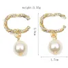 Fashion Womens Geometric Round Pearl Stud Charm Earrings Luxury Designer Brand Letter Crystal Rhinestone Earring 18K Gold Plated Women Wedding Party Jewelry