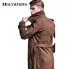 Trenchs homme Automne hiver nouveau coupe-vent britannique en peau de daim hommes double boutonnage coréen jeunesse longueur trench manteau 6XL Men's suede windbreaker J230918