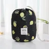 Portable Barrel Drawstring Makeup Bag Large Capacity Waterproof Cosmetic Bag Flamingo Printed Toiletry Storage Bag for Home and Travel