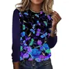 Damesblouses Zacht shirt met lange mouwen Top Artistieke print Kleurrijk Casual losse trui met ronde vorm voor de herfst