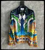 Men's casual shirt Autumn new angel pattern silk silk fabric long sleeve loose version of Europe and the United States trend shirt high-quality men's clothing