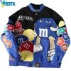 Jaquetas femininas Yiciya Bomber Mulher Varsity Jacket Racing Azul American Bordado Motocicleta Punk Universidade Jaqueta de Beisebol Mangas Compridas Casaco 230918