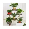 Planters Pots Portable Flower تقف مع عجلات مصنع المعادن حامل الصواني الإبداعية منظم رف تخزين كبير للديكور المنزلي Drop de Dhrda