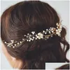 Acessórios de cabelo clipes barrettes cristal headbands artesanais videira pérola cabeça desgaste ornamento para noiva meninas headdress entrega bebê dhr1p