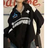 Women's Hoodies Sweatshirts Vintage Women Oversized Sweatshirts Autumn Letter Print Zipper Jacket Caots Korean Streetwear Trend Y2K Female Hoodies Tops 230918