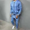 Herrspår 2023 Nya Gym Tracksuit Men's Set Gentleman Plaid Jacket Sportwear 3D Print 2 Piece Set Male Sport Sport Suit Chandals Man Clothes J230925