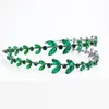 Opaski na głowę biżuteria do włosów Zielona kryształowa podwójna warstwowa opaska na głowę Akcesoria dla kobiet luksusowe tiara mostka biżuteria na głowę 230918