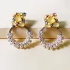 Dingle örhängen hysecmao högkvalitativ multifärg kristallblomma droppe för kvinnor charm smycken stora uttalande pärlpärlor runda
