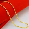 Collar nupcial de cadena amarilla de 2 mm, collar chapado en oro de 24 quilates para mujer 2016, joyería adecuada para cualquier colgante 296u