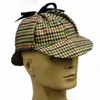 Berets Houndstooth Deerstalker Cap Coffee Color 18% Patchwork Hat Wool Classic Herringbone Hommes