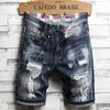 Men's Jeans Men Embroidery Blue Jeans Denim Shorts Summer Designer Men's Badge Patckwork Bleached Retro Big Size Letters Patches short Pants Trousers 312 L230918