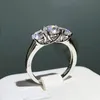 Three stone Lab Diamond Ring 925 sterling silver Engagement Wedding band Rings for Women Bridal Fine Jewelry Party Gift