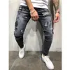 Jeans pour hommes Designer Hommes Streetwear Hip Hop Ripped Biker Détruit Effiloché Moto Joggers Skinny Denim Pants255R