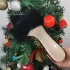 Slipare Onlymaker Kvinnor Peep Toe Mules Artificial päls slip på guldvitt tunna höga sandaler Big Size Summer Brand Brand klackar 230918