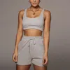 Survêtements pour femmes Casual Solid Sportswear Deux pièces Ensemble Crop Top et short à cordon assortis Tenues d'athlétisme d'été 230915