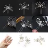 Headpieces Women Flower Hairpin Stick Wedding Bridal Crystal Pearl U Shaped Hair Clip Barrettes Rhinestone Accessories