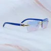 Kleine Diamantschliff Sonnenbrille Y2K Luxus Carter Designer Randlose Sonnenbrille Herren Dekoration Blau Holz Schattierungen Brillen Brillen Damen