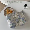 Evening Bags Blue Flowers Canvas Bag Women Vintage Shoulder Jacquard Lady Shopping Cotton Cloth Fabric Handbags Tote Makeup 230918