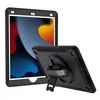 Étui de protection robuste et résistant aux chocs pour tablette avec protecteur d'écran intégré pour iPad mini Air pro 9.7 10.2 10.9 11 12.9 pouces génération couverture support de dragonne rotatif à 360 °