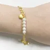 Pulseira simples de pérola de trigo com acessório em formato de coração 3D, presente feminino para o dia dos namorados