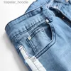 Jeans da uomo Striscia bianca sul lato Jeans High Street Uomo 2019 Pantaloni denim da uomo di nuova moda Cotone Nero Blu L230918