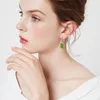 Dangle Oorbellen Groene Peridot Lange Drop Zilver 925 Olijf Vrouwen Oorbel Vierkante Edelsteen Met Diamant Boho Sieraden Bruiloftsfeest