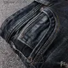 Men's Jeans Men's Jeans Italian Style Fashion Men Vintage Designer Slim Fit Ripped Denim Cotton Trousers Streetwear Retro Black Blue Hip Hop Pants L230918