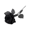 Flores decorativas flor artificial ornamento floral durável alta simulação eterna preto falso rosa planta portátil