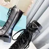 Triangle Boots Chunky Block Heel Leather Sole Women's Luxury Designers