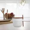 Dinnerware Sets Ceramic Jar Household Kitchen Spice Condiment Jars Cover Holder Salt Wood Seasoning Shaker