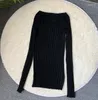 Kvinnors tröjor Fashion Top Wool Silk Cashmere Blend Stick Ribbed Boat Neck Long Hides Fitted Jersey Jumper Pullover