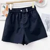 Shorts feminino verão lavado algodão fino casual 2023 cintura elástica versátil solto senhoras esportes perna larga meados calças
