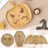 Plates Solid Wood Halloween Gift Pumpkin Bat Cross Wooden Dinner Plate PumpkinPlate