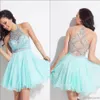 Mint Green Canter Rhinestone Homecoming Sukienki 2016 Illusion Krótkie mini imprezowe suknie balowe sukienki koktajlowe 8. klasa Graduat270B