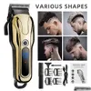 Electric Shavers Professional Barber Hair Clipper Rechargeable T-Outliner Finish Cutting Hine Beard Trimmer Shaver Cordless Corded X06 Dhpea