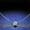 Pendants 1ct Moissanite Diamond S925 Sterling Silver Invisible Transparent Fishing Line Clavicle Chain Necklace Women's Jewelry