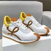 Flow Runner Sneaker in nylon en suede ontwerper voor dames casual schoenen heren modieuze kalf lederen sneakers golf getextureerde rubberen zool met EUR35-45 711