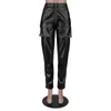 Spodnie damskie faux pu skórzane kobiety joggers spodni