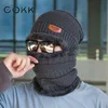 Cokk vinter beanie hatt för män stickad hatt vinter cap beanie kvinnor tjock ull halsduk cap balaclava mask bonnet hattar gorras