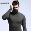Elastic Cotton Mens Thermal Underwear Winter Turtleneck Tops Male Clothes T shirt XXXL Big size Man Long Sleeve Undershirt Men270L